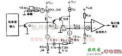 基础电路中的依据场锯齿波电压形成级与场线性的校正电路图  第1张