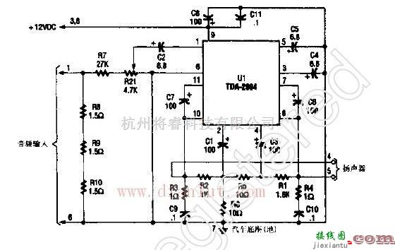 基础电路中的辅助汽车的立体声放大器  第1张