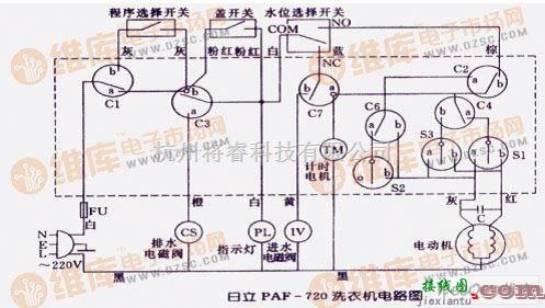 电机控制专区中的日立PAF-720洗衣机电路图  第1张