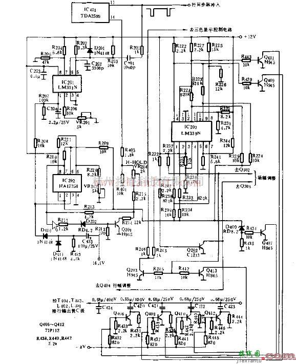 基础电路中的基于LM339N设计多行顺自动同步系统与自动S校正电路  第1张