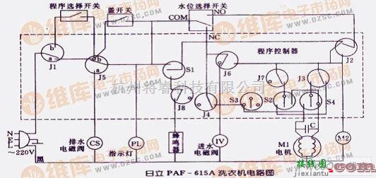 电机控制专区中的日立PAF-615A洗衣机电路图  第1张