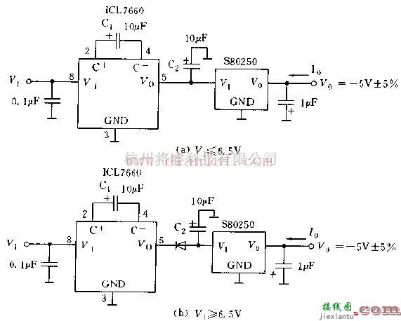 基础电路中的采用ICL7660与S80250芯片设计极性反转电路  第1张