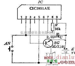 基础电路中的CIC2851AE设计的音乐门铃电路图  第1张