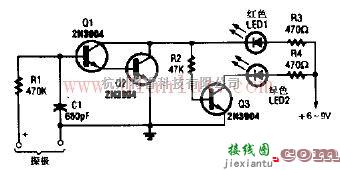 基础电路中的基于2N3904晶体管设计简单的电压探测仪  第1张