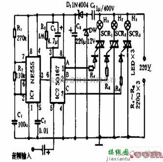 控制电路中的音乐同步彩灯控制器电路  第1张