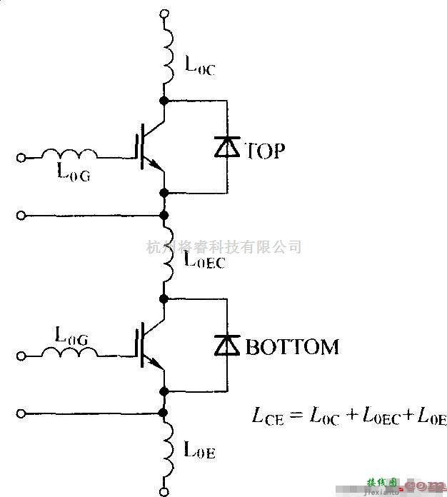 电源电路中的简单两单元IGBT模块的寄生电感电路  第1张
