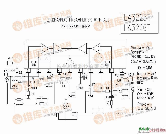 集成音频放大中的LA3225T-LA3226T功放电路  第1张