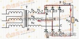 整流单元中的三相桥式整流电路图  第1张