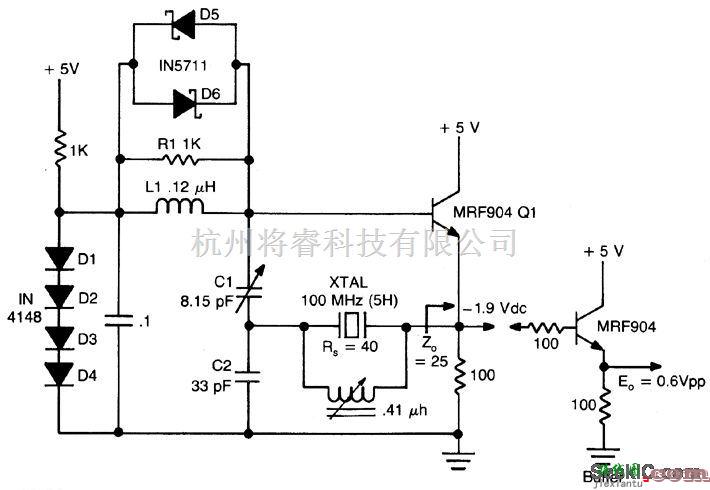 基础电路中的巴特勒射极跟随振荡器电路（100MHz）  第1张