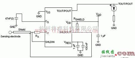 基础电路中的基于STM8T141典型应用电路的原理图  第1张