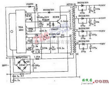 基础电路中的TDA4600阻塞交流器电源电路图解  第1张