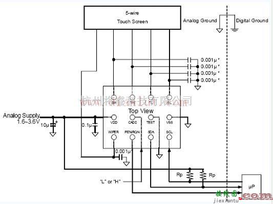 基础电路中的AK4186的典型连接5线电阻触膜屏电路  第1张