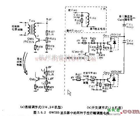 基础电路中的GW500显示器中的手控行幅调整电路  第1张