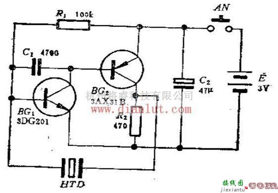 基础电路中的压电陶瓷片门铃电路及原理  第1张
