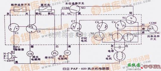 电机控制专区中的日立PAF-820洗衣机电路图  第1张