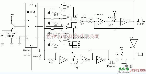 基础电路中的数码电子锁基本电路图  第1张