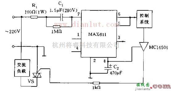 基础电路中的用于MAX611双向晶闸管驱动的电路图  第1张