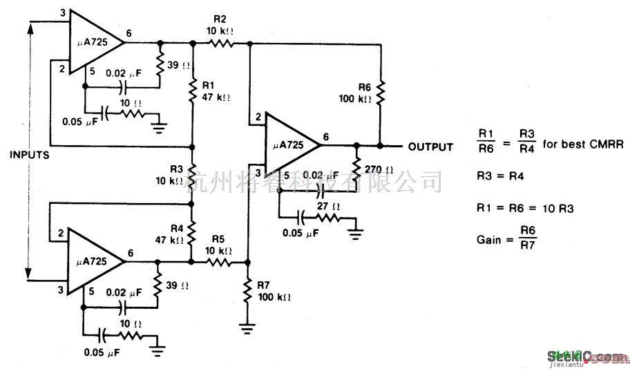 线性放大电路中的共模抑制高的测量放大器  第1张