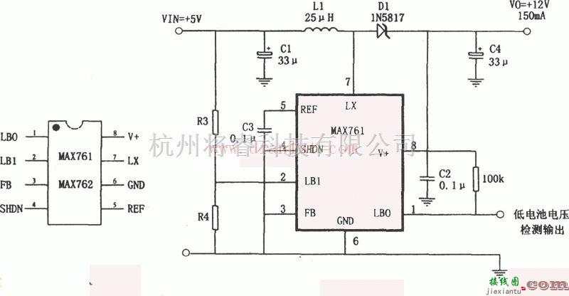 基础电路中的基于MAX761的升压电源电路  第1张