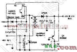 电源电路中的由-48V得到+5V/1A的电信转换器电路  第1张