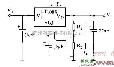 电源电路中的可调式LT108X的基本应用电路图示意图  第1张