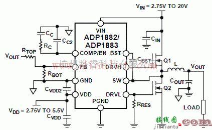 基础电路中的基于ADP1882/ADP1883的应用电路图  第1张