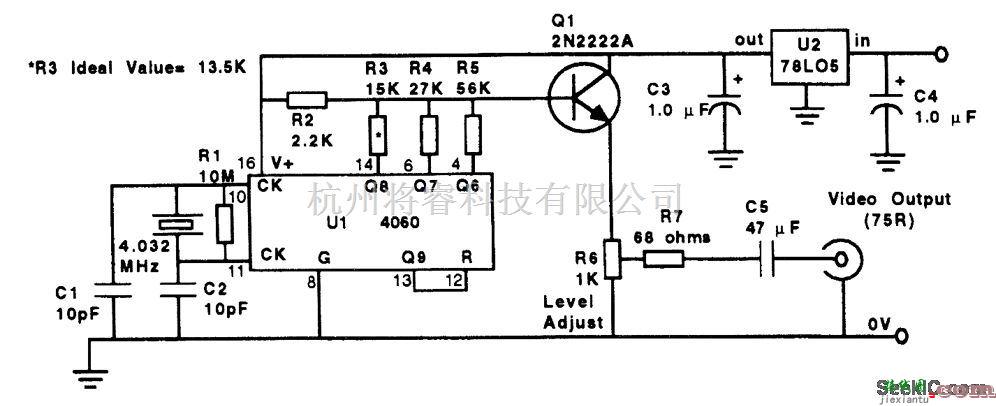 简易NTSC灰阶视频发生器电路  第1张