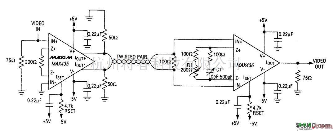 控制电路中的双绞线视频驱动器/接收器电路  第1张
