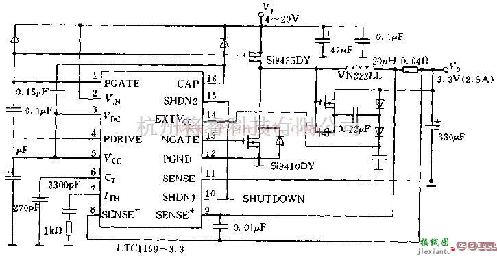 基础电路中的LTC1159的高效稳压电源电路  第1张