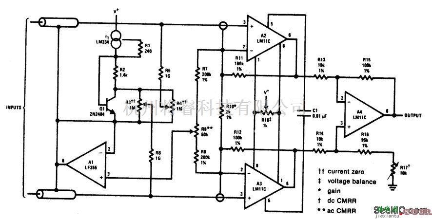 测量放大中的高增益差动测量放大器电路  第1张