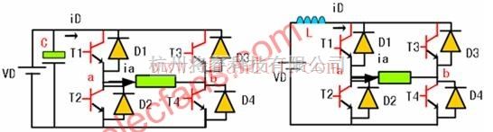 基础电路中的直流电源中逆变器VSI与CSI的电路图  第1张