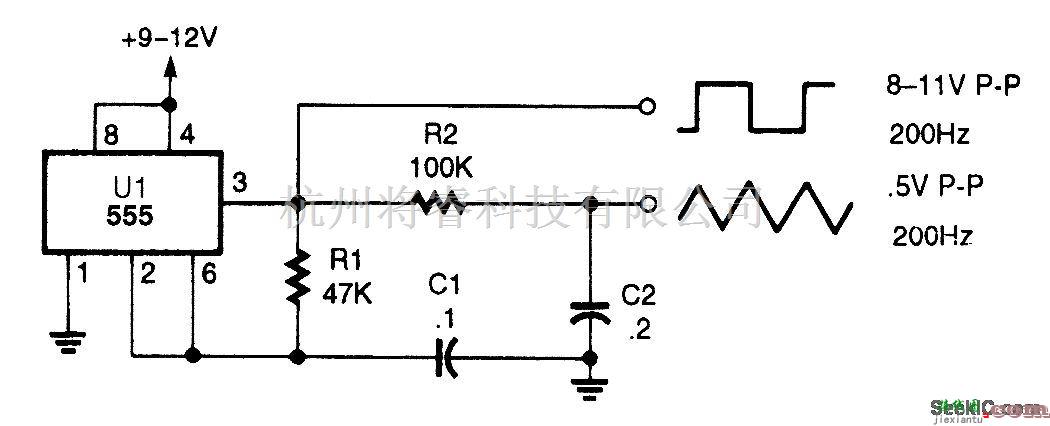 信号产生中的简易三角波形发生器电路  第1张