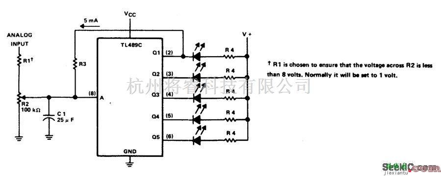 5阶电压水平指示器电路  第1张