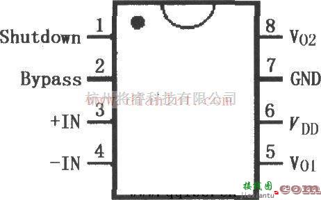 基础电路中的LM4818单片电桥功放IC的引脚电路图  第1张