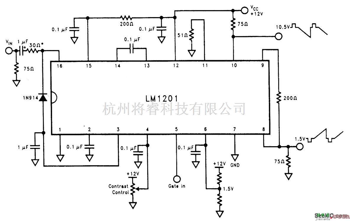 视频放大中的LM12O1视频放大器电路  第1张