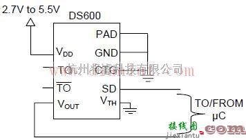 基础电路中的DS600设计的MAXIM温度传感器电路原理图  第1张