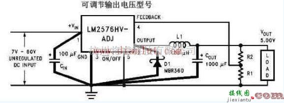 基础电路中的LM2576-ADJ应用电路分析图  第1张