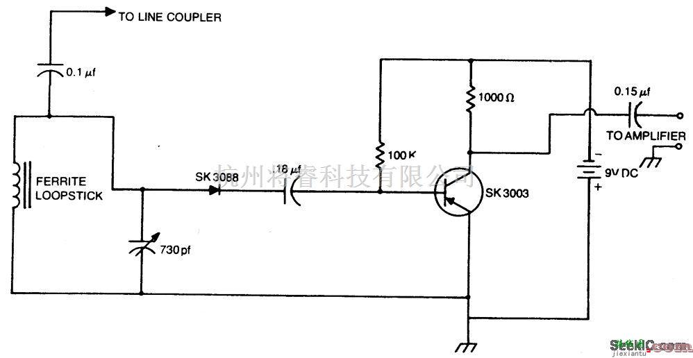 电源电路中的单晶体管载波电流接收器至线路耦合器  第1张