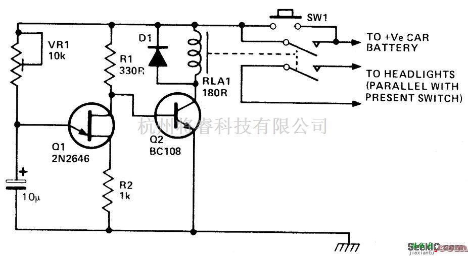 汽车前灯的延迟元件电路  第1张