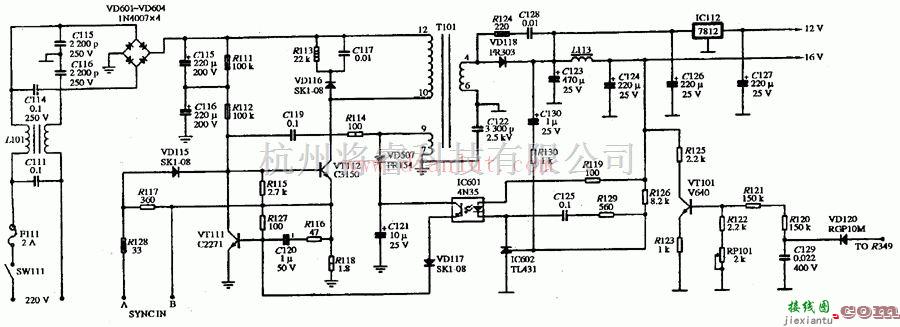 电源电路中的简易新型的VGA多频彩色显示器稳压电源电路  第1张