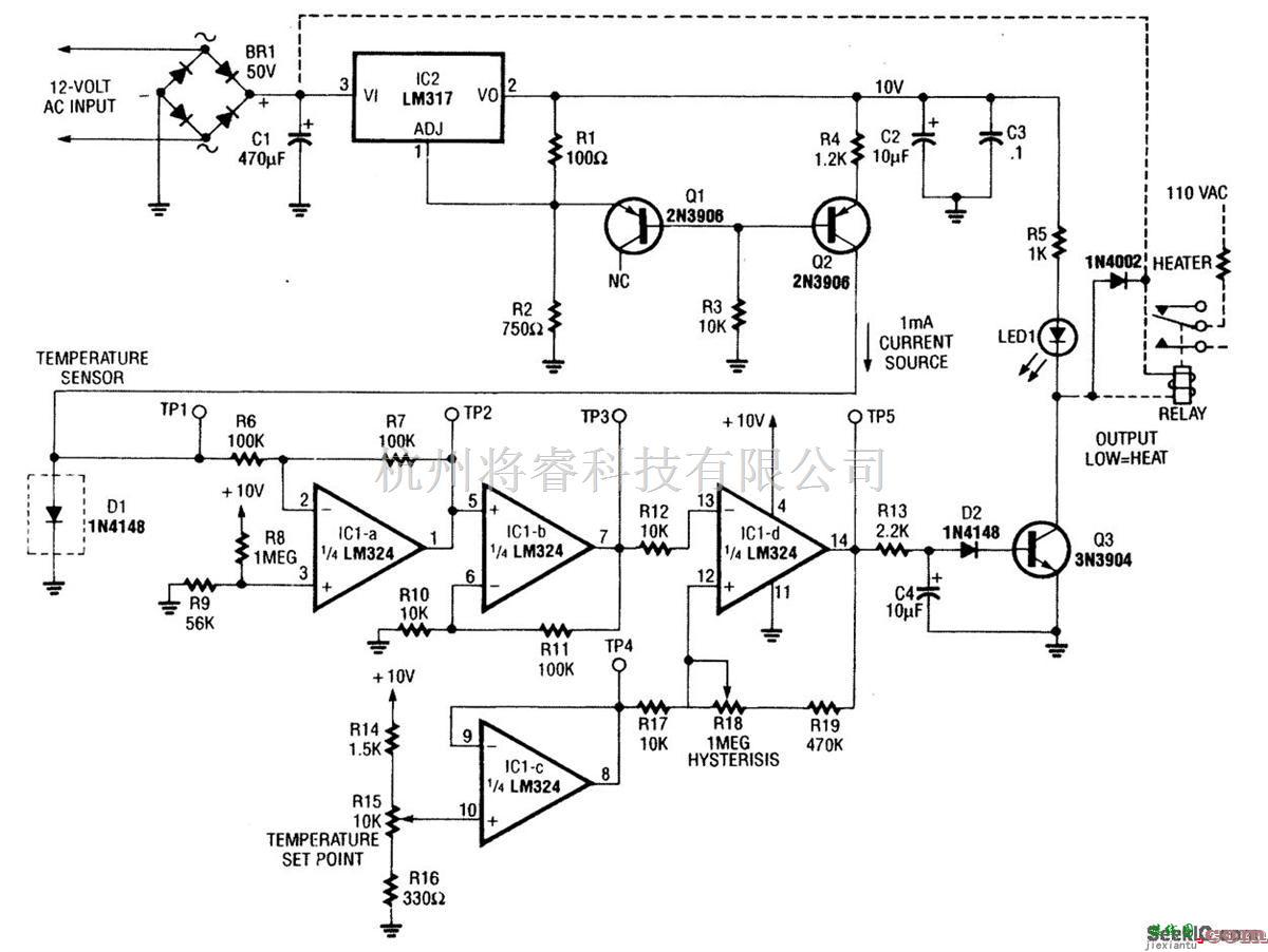 控制电路中的电子恒温器电路  第1张