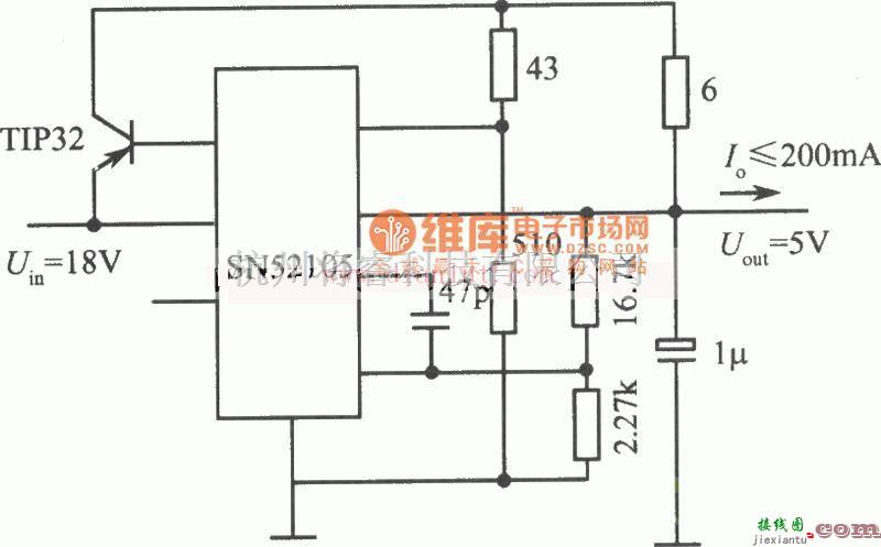 电源电路中的基于SN52105芯片构成15V、300mA稳压电源电路  第1张