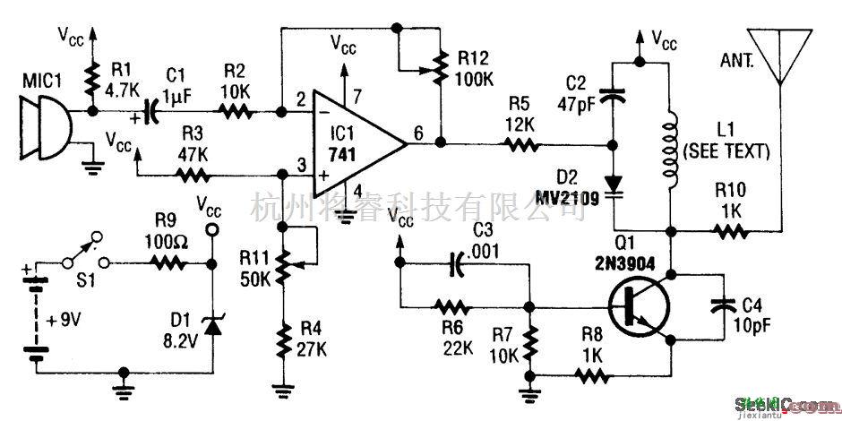 传感器电路中的无线传声器电路  第1张