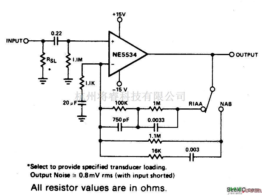 线性放大电路中的带RIAA或者NAB补偿的前置放大器  第1张
