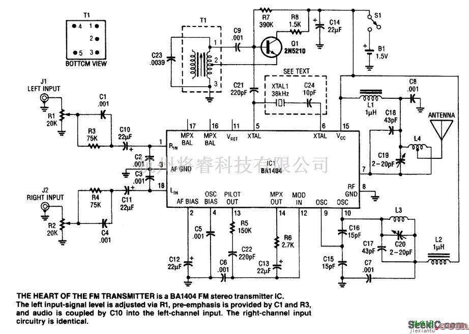 音频电路中的调频立体声发射器电路  第1张