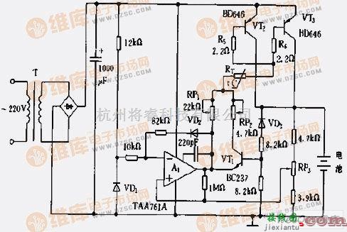 充电电路中的6A/12V自动断路充电电路图  第1张