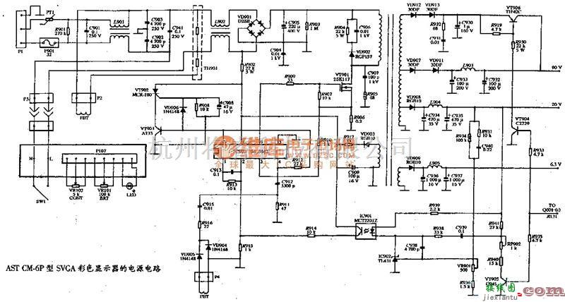 电源电路中的采用基本元件设计SVGA彩色显示器的电源电路  第1张