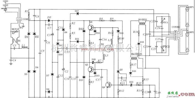 电源电路中的电子镇流器的异常状态保护电路原理图  第1张