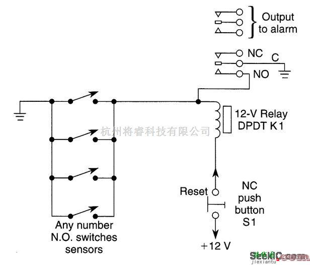 报警控制中的闭锁继电器报警电路  第1张