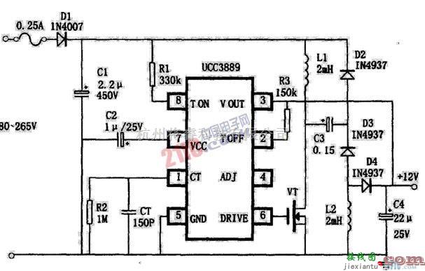 电源电路中的UCC3889组成的非隔离12V直流稳压电源  第1张